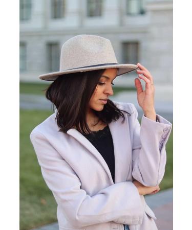 Lanzom Women Lady Felt Fedora Hat Wide Brim Wool Panama Hat - E-Beige - Buy Online on GoSupps.com