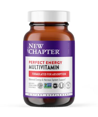 New Chapter Energy Supplement - Perfect Energy Multivitamin for Balanced Energy + Stress Support with B Vitamins + Vitamin D3 + Organic Non-GMO Ingredients - 96 ct 96.0 Servings (Pack of 1) Energizing Multivitamin