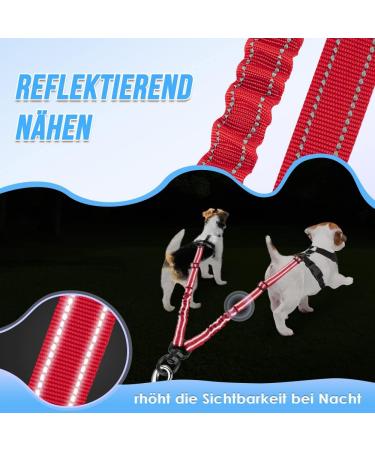 Nasjac Double Dog Leash - No-Tangle 360 Rotatable Bungee Leash for Small Medium & Large Dogs | Adjustable Shock-Damping & Reflective | Perfect for Running & Training - Buy Online on GoSupps.com