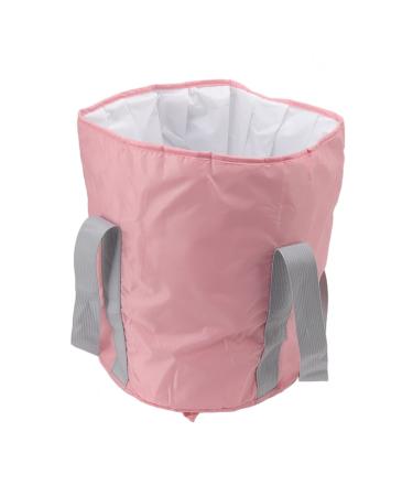 Foldable Foot Tub Polyester Double Layer Collapsible Camping Bucket with Storage Bag for Outdoor (Pink)