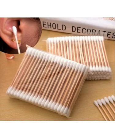 400 Count Biodegradable Wooden Cotton Swabs | Organic Double Tipped Ear Buds for Ear Wax Removal Crafts & Cleaning - Buy Online on GoSupps.com