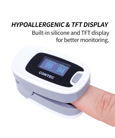 CONTEC CMS50NA Pulse Oximeter - Fingertip Blood Oxygen Monitor SpO2 PR Value Waveform - Grey - Buy Online on GoSupps.com