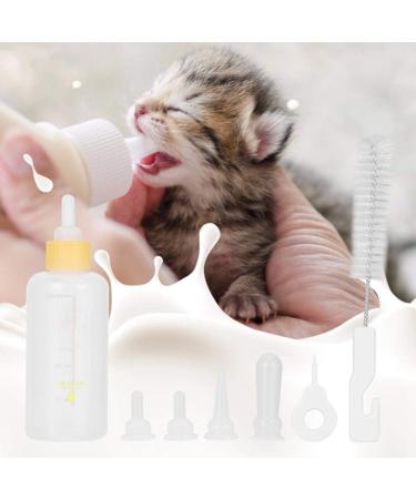 Durable 60ml Pet Milk Bottle for Puppies & Kittens | Breeding Bottle with Nipple Brush Set - Yellow - Buy Online on GoSupps.com