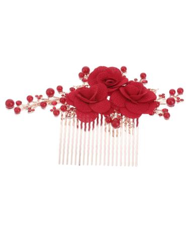 Ipetboom Bride Insert Comb Hair Combs for Women Accessories Wedding Headpiece Rose Hair Comb Bridal Headdress Rose Flower Hair Accessories Barrettes for Women Hair Pin Tiara Flowers Vintage
