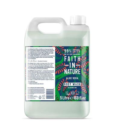 Faith In Nature Natural Aloe Vera Body Wash Rejuvenating Vegan & Cruelty Free No SLS or Parabens 5L Refill Pack Aloe Vera 5 l (Pack of 1)