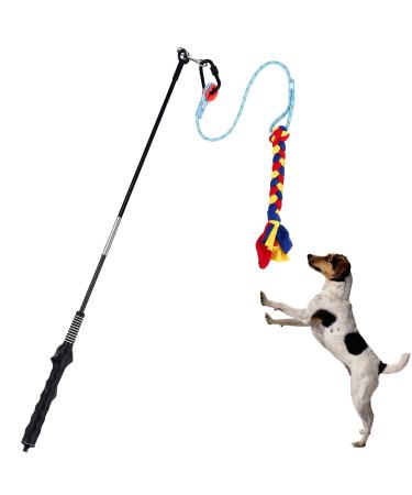 Oursouion Flirt Pole Dogs Flirt Pole with Dog Rope - An Outdoor Interactive Dog Toy for Chase and Drag Training Durable Cotton Rope for Small Medium and Large Dogs