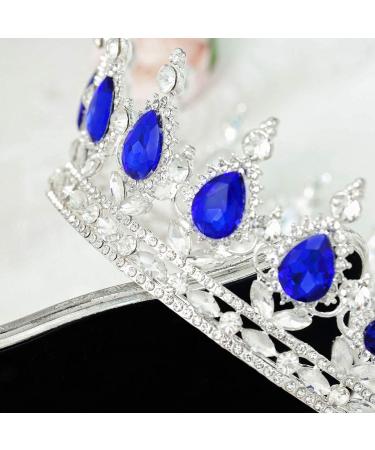 Baroque Silver Rhinestone Fairy Crowns and Tiaras for Wedding and Birthday - Silver & Blue - Buy Online on GoSupps.com