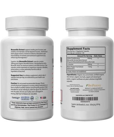 Superior Labs Boswellia Extract - Pure Non GMO 65% Boswellic Acids - 240 Veg Capsules - Buy Online on GoSupps.com