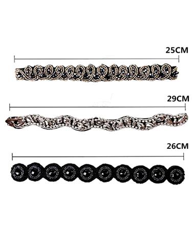 Rhinestone Beaded Elastic Headbands for Women - Handmade Vintage Hair Accessories - Fits Most - 3 Styles - Buy Online on GoSupps.com