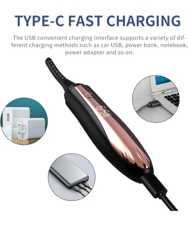 Eye Lash Curler Electric Eyelash Curler Rechargeable Heated Eye Lash Curler Eyelash Curler with Digital Display Heating Eyelash Curler USB Rechargeable Lash Enhancer for Family Wife Wedding Black - Buy Online on GoSupps.com