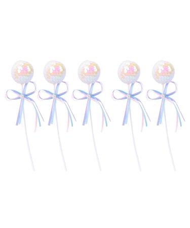Qyebavge 5pcs Cupcake Toppers Glittering Cute Ribbon Bow Design Cake Decoration for Birthday Wedding Party