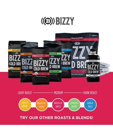 Bizzy Organic Cold Brew Coffee Brew Bags - Smooth & Sweet Blend - 12 Count - Specialty Grade Arabica - Makes 42 Cups - Buy Online on GoSupps.com