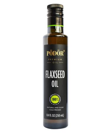 PDR Premium Flaxseed Oil - 8.4 fl. Oz. - Cold-Pressed, 100% Natural, Unrefined and Unfiltered, Vegan, Gluten-Free, Non-GMO in Glass Bottle 8.4 fl.oz