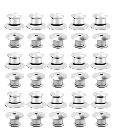 30 Pieces Metal Locking Pin Backs Locking Pin Keepers Locking Backs for Disney Pins Locking Clasp Lapel Pin Backs Locking No Tool Required Suitable for Broochs Badge Brooch (Silver)