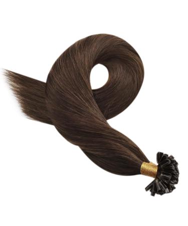Moresoo 14 Bonded Remy Hair Extensions - Premium Pre-Bonded U-Tip #4 Dark Brown Keratin Extensions 50 Strands 40g - Buy Online on GoSupps.com