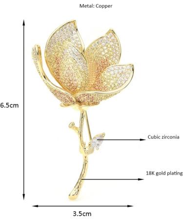 WIPPWER Pin Jewelry Gifts for Women Ladies Fashion Accessories Ladies Elegant Luxury Rhinestone Flower Brooch Flower Shape Wedding Banquet Brooch Brooches & Pins - Buy Online on GoSupps.com