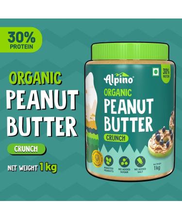 ALPI NO Organic Natural Peanut Butter Crunch - 100% Roasted Organic Peanuts - 30g Protein No Added Sugar & Salt Gluten Free Plant Based Unsweetened Peanut Butter Crunchy (1 KG) - Buy Online on GoSupps.com