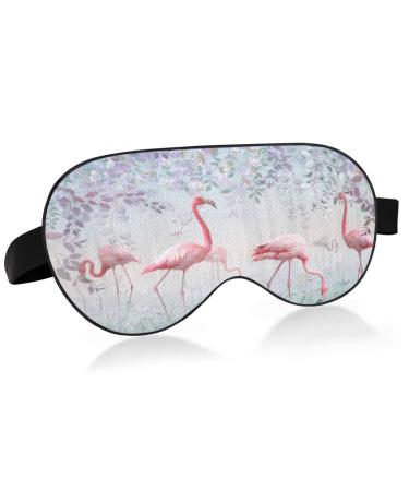 Pink Flamingos Sleep Mask for Women Men Soft & Comfortable Eye Mask Light Blocking Blindfold Adjustable Night Eye Cover for Travel Sleeping
