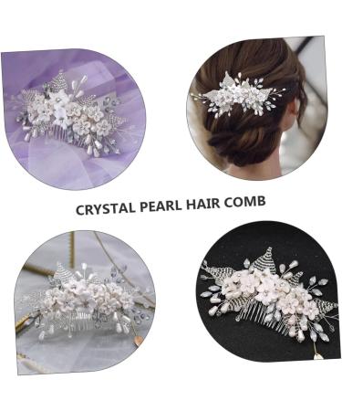 Ipetboom Pearl Hair Comb 1pc Bridal Headwear Crystal Pearl Bridesmaid The Flowers Hair Piece Silver Rhinestones - Buy Online on GoSupps.com