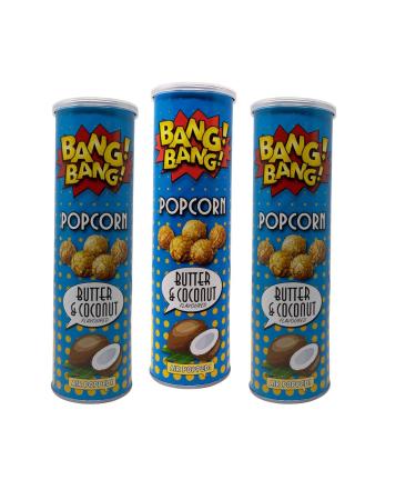 Air-Popped Popcorn 85g | Pack of 3 - Variety Flavours - Snacks with Non-GMO Popcorn Kernels Gluten-Free High Fibre Oil-Free (Butter & Coconut)