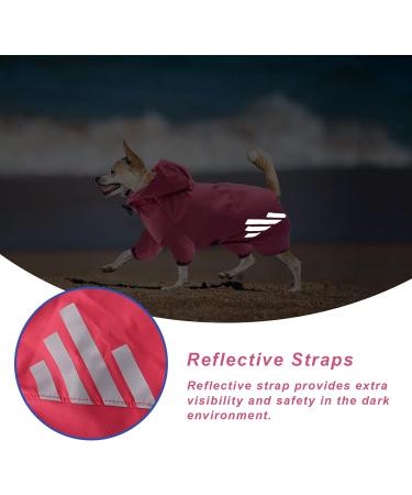 Adjustable Waterproof Dog Raincoat - Reflective Jacket for Small to Medium Dogs (L Rose) | Outdoor Rain Jacket with Legs - Buy Online on GoSupps.com