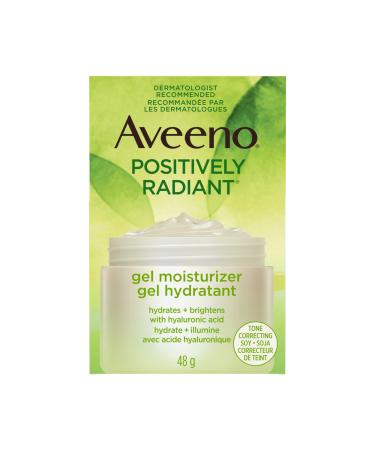 Aveeno Positively Radiant Gel Moisturizer - Dry Skin Lotion - Daily Face & Neck Cream - Hyaluronic Acid & Soy - 45 grams Day Cream - Gel