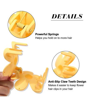 Flower Cute Hair Claw Clips - Set of 4 Matte Small Flowers Hair Clips for Women and Girls - Nonslip Strong Hold Hair Accessories (Yellow+Purple+Pink+Khaki) - Buy Online on GoSupps.com