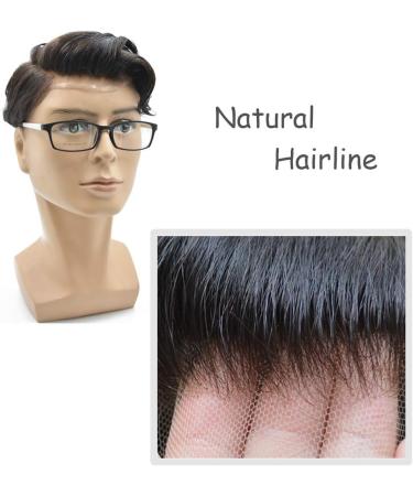 Hairnotion Mens Toupee Real Human Hair System French Lace with 2" PU Base Natural Toupees Hairpiece for Men (210#) - Buy Online on GoSupps.com