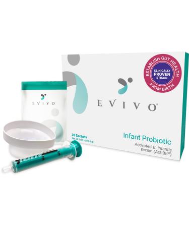 Evivo Probiotic for Baby, Starter Kit – Baby Probiotics 0-6 Months – Probiotic B. infantis EVC001 – Colic, Gas, Diaper Rash – Refrigerated for Freshness – 28 Packets, 4 Weeks Supply 1-Month Starter Kit