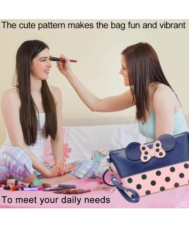 2PCs Mouse Ears Daben Cosmetics Pocket - Cute Travel Makeup Bag for Women | Handbag Organizer for Headphones & Lipstick - Pink - Buy Online on GoSupps.com