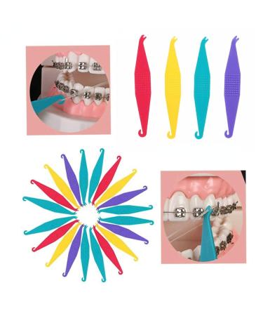 50 Pcs Orthodontic Braces Rubber Band Tool Dental Elastic Rubber Bands Placers for Braces Disposable Plastic Orthodontic Elastic Placers