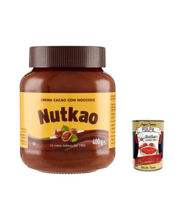 Italian Gourmet E.R. Nutkao Hazelnut Cocoa Spread Pack of 6 hazelnut cocoa spreads Italian cream 400g + Italian Gourmet Polpa 400g