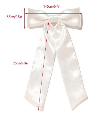 Furling Pompoms Bow Hair Clips - White Satin Ribbon Bows for Women & Girls | Hair Accessories for Party, Wedding, Prom | 2pcs Set - Buy Online on GoSupps.com