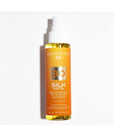 Hampton Sun SPF 30 Silk Body Oil 4.0 oz. | Hyaluronic Acid Infused Dry Oil | Firms, Hydrates, Promotes Elasticity | Luxury Sun Tanning Oil - Buy Online on GoSupps.com