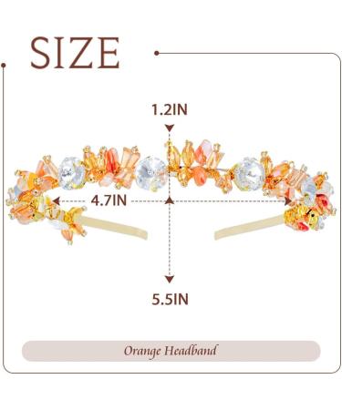 Silver Rhinestone Hairband Orange Crystal Headwear Jewelry Sparkly Hair Accessories for Women and Girls - Buy Online on GoSupps.com