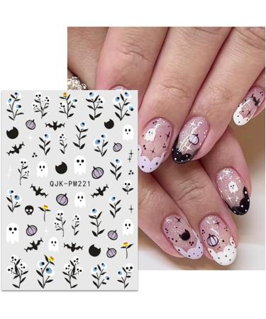 JMEOWIO 9 Sheets Halloween Nail Art Stickers Decals Self-Adhesive White Star Nail Supplies Nail Art Design Decoration Accessories - Buy Online on GoSupps.com