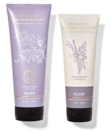 Bath and Body Works Aromatherapy CEDARWOOD VANILLA Gift Set - Body Cream and Moisturizing Body Wash - Bath & Body Set - Full Size