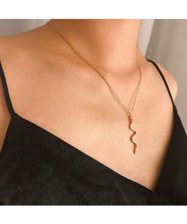 Buy LittleB Minimal Serpentine Pendant Necklace - Short Gold Fashion Jewelry for Women & Girls | International Shipping - Buy Online on GoSupps.com