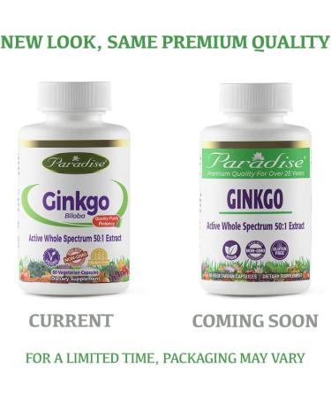 Paradise Herbs Ginkgo Biloba - 60 Vegetarian Capsules for Cognitive Support - Buy Online on GoSupps.com