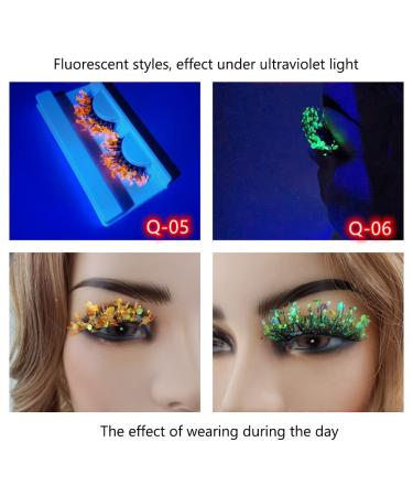 GL-Turelifes Glitter False Eyelashes - Dramatic Fluorescent Fake Lashes for Cosplay Stage & Parties | Thick & Sparkling Luminous Q-12 - Buy Online on GoSupps.com