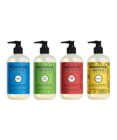 Mrs. MEYER'S Clean Day Liquid Hand Soap 12.5 FL OZ Each Fresh Cut Grass Tomato Vine Dandelion Blueberry 1 CT (Variety Pack) Blueberry + Fresh Cut Grass + Tomato Vine + Dandelion