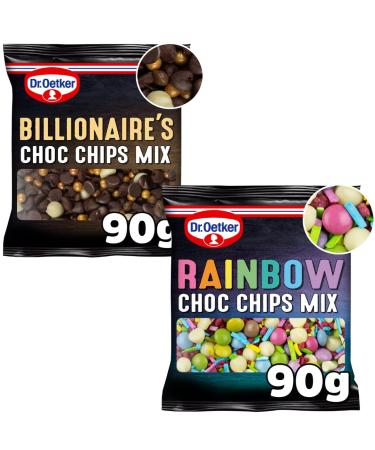 Dessert Topping Bundle With Dr. Oetker Billionaire's Choc Chips 90g and Rainbow Chocolate Chips 90g (2 Pack)