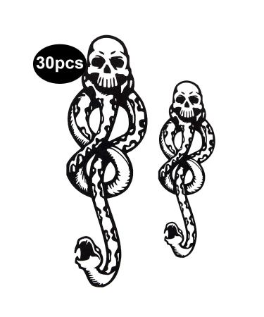 30 Sheets Death Eater Tattoo Dark Mark Tattoos Mamba Snake Skull Fake Halloween Temporary Tattoos for Costume Accessories and Parties - Buy Online on GoSupps.com
