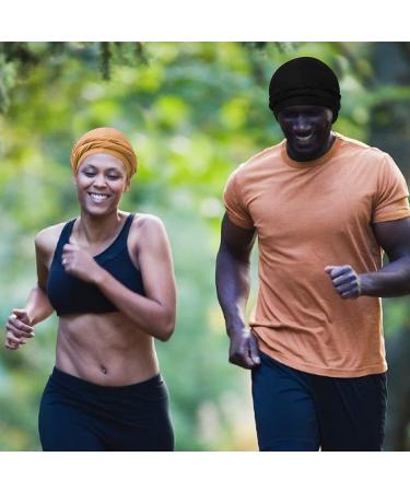 Yohou 2PCS Halo Turban for Men - Satin Lined Durag for Sleeping & Stylish Head Wraps - Black+Yellow - Buy Online on GoSupps.com