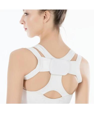 Adjustable Therapy Posture Corrector Shoulder Support Back Brace Posture Correction Back Support Shoulder Belt Massager Tool WHITE L