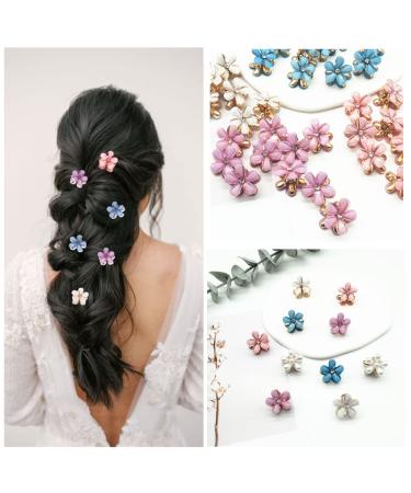 10 Pcs Mini Flower Hair Clips for Girls - Multicolor Crystal Barrettes for Long Braid Hairstyles - Blue Flower Hairpin Hair Accessories - Buy Online on GoSupps.com