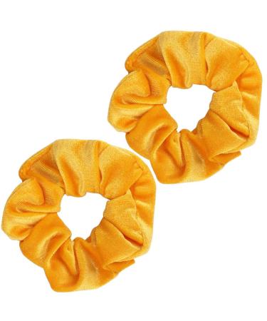 Guvass 2 Pack Hair Scrunchies Yellow Velvet Elastics Scrunchy Bobbles Soft Hair Bands Hair Ties for Women (Yellow)