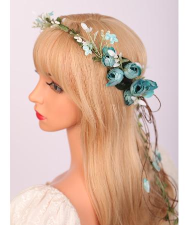 Buy Wiwpar Bohemian Blue Floral Headband | Flower Garland Halo for Women & Girls - Perfect for Weddings Festivals & Cosplay - Buy Online on GoSupps.com