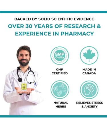 Refine Natural Stress Relief Supplement with L-Theanine and Herbals | Relaxation Support with Lemon Balm Extract St John's Wort | Calming Herbal Sleep for Adults Non-GMO 60 Vegetarian Capsules for Men and Women Made in Canada - Buy Online on GoSupps.com