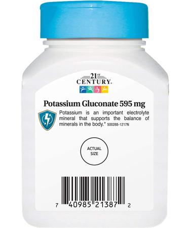 21st Century Potassium Gluconate 595mg - 110 Tablets | Essential Mineral Supplement - Buy Online on GoSupps.com